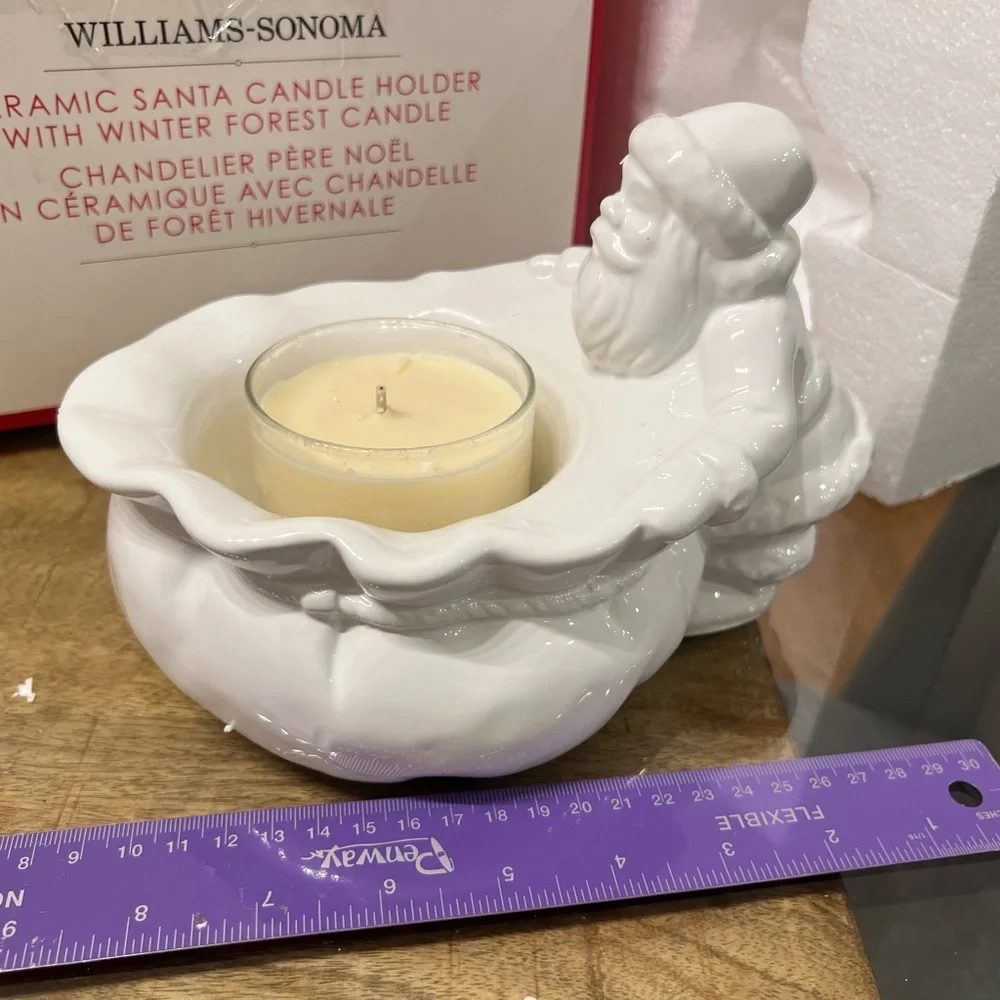 Williams Sonoma Ceramic Santa Candle Holder
